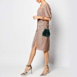 Pre Owned Jimmy Choo Green Satin and Velvet BonBon Bucket Bag