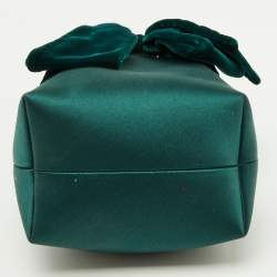 Pre Owned Jimmy Choo Green Satin and Velvet BonBon Bucket Bag