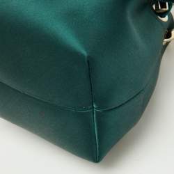 Pre Owned Jimmy Choo Green Satin and Velvet BonBon Bucket Bag