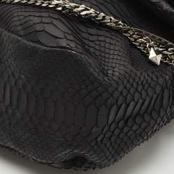 Pre Owned Jimmy Choo Black Python Boho Biker Chain Hobo