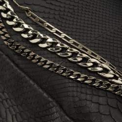 Pre Owned Jimmy Choo Black Python Boho Biker Chain Hobo