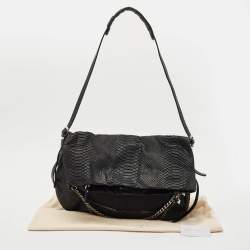 Pre Owned Jimmy Choo Black Python Boho Biker Chain Hobo