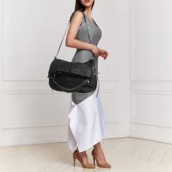 Pre Owned Jimmy Choo Black Python Boho Biker Chain Hobo