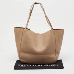 Pre Owned Jimmy Choo Beige Leather Shopper Tote