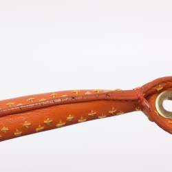 Pre Owned Jimmy Choo Orange Embroidered Leather Tulita Top Handle Bag