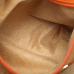 Pre Owned Jimmy Choo Orange Embroidered Leather Tulita Top Handle Bag