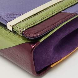 Pre Owned Jimmy Choo Multicolor Snakeskin Embossed Leather Ava Crossbody Bag