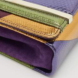 Pre Owned Jimmy Choo Multicolor Snakeskin Embossed Leather Ava Crossbody Bag