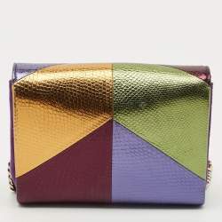 Pre Owned Jimmy Choo Multicolor Snakeskin Embossed Leather Ava Crossbody Bag