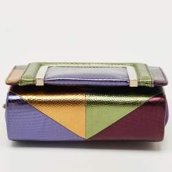 Pre Owned Jimmy Choo Multicolor Snakeskin Embossed Leather Ava Crossbody Bag