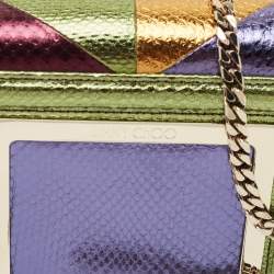 Pre Owned Jimmy Choo Multicolor Snakeskin Embossed Leather Ava Crossbody Bag
