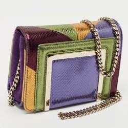 Pre Owned Jimmy Choo Multicolor Snakeskin Embossed Leather Ava Crossbody Bag