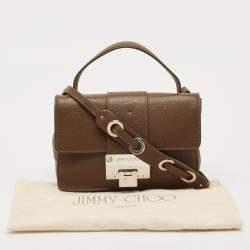 Pre Owned Jimmy Choo Brown Leather Rebel Flap Top Handle Bag