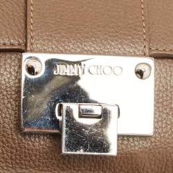 Pre Owned Jimmy Choo Brown Leather Rebel Flap Top Handle Bag