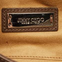 Pre Owned Jimmy Choo Brown Leather Rebel Flap Top Handle Bag