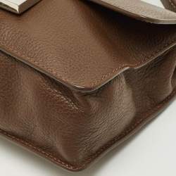 Pre Owned Jimmy Choo Brown Leather Rebel Flap Top Handle Bag