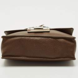 Pre Owned Jimmy Choo Brown Leather Rebel Flap Top Handle Bag