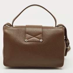 Pre Owned Jimmy Choo Brown Leather Rebel Flap Top Handle Bag