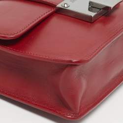 Pre Owned Jimmy Choo Red Leather Rebel Flap Top Handle Bag