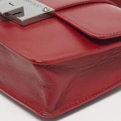 Pre Owned Jimmy Choo Red Leather Rebel Flap Top Handle Bag