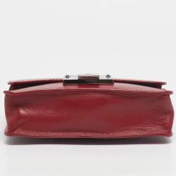 Pre Owned Jimmy Choo Red Leather Rebel Flap Top Handle Bag