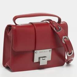 Pre Owned Jimmy Choo Red Leather Rebel Flap Top Handle Bag