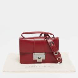 Pre Owned Jimmy Choo Red Leather Rebel Flap Top Handle Bag