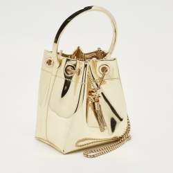 Pre Owned حقيبة دلو جيمي تشو بون بون جلد مرآة ذهبي