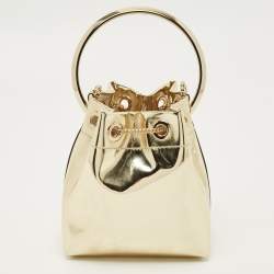 Pre Owned حقيبة دلو جيمي تشو بون بون جلد مرآة ذهبي