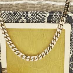 Pre Owned Jimmy Choo Grey/Yellow Croc and Lizard Alba Chain Shoulder Bag
