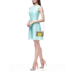 Pre Owned Jimmy Choo Grey/Yellow Croc and Lizard Alba Chain Shoulder Bag