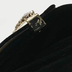Pre Owned Jimmy Choo Black Velvet Crystal Embellished Clutch