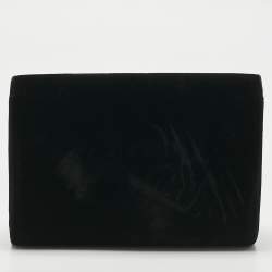 Pre Owned Jimmy Choo Black Velvet Crystal Embellished Clutch