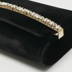 Pre Owned Jimmy Choo Black Velvet Crystal Embellished Clutch