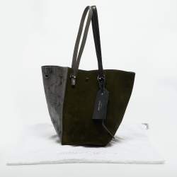 Pre Owned Jimmy Choo Green/Grey Suede and Python Twist Tote
