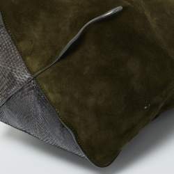 Pre Owned Jimmy Choo Green/Grey Suede and Python Twist Tote