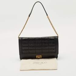 Pre Owned Jimmy Choo Black Leather and Snakeskin Cassie Shoulder Bag