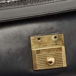 Pre Owned Jimmy Choo Black Leather and Snakeskin Cassie Shoulder Bag