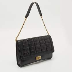 Pre Owned Jimmy Choo Black Leather and Snakeskin Cassie Shoulder Bag