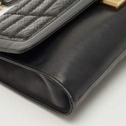 Pre Owned Jimmy Choo Black Leather and Snakeskin Cassie Shoulder Bag