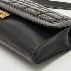 Pre Owned Jimmy Choo Black Leather and Snakeskin Cassie Shoulder Bag