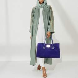 Pre Owned Jimmy Choo Purple Leather and Suede Riley Tote