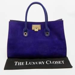 Pre Owned Jimmy Choo Purple Leather and Suede Riley Tote
