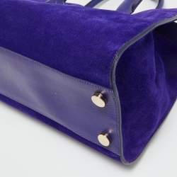 Pre Owned Jimmy Choo Purple Leather and Suede Riley Tote