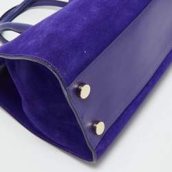 Pre Owned Jimmy Choo Purple Leather and Suede Riley Tote