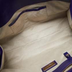Pre Owned Jimmy Choo Purple Leather and Suede Riley Tote