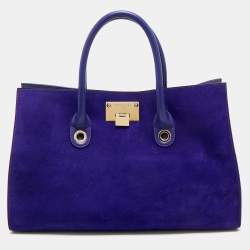 Pre Owned Jimmy Choo Purple Leather and Suede Riley Tote