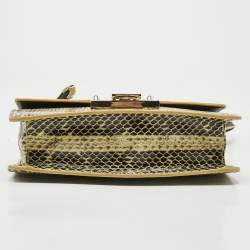 Pre Owned Jimmy Choo Yellow Snakeskin Rebel Crossbody Bag