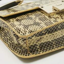 Pre Owned Jimmy Choo Yellow Snakeskin Rebel Crossbody Bag