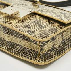 Pre Owned Jimmy Choo Yellow Snakeskin Rebel Crossbody Bag